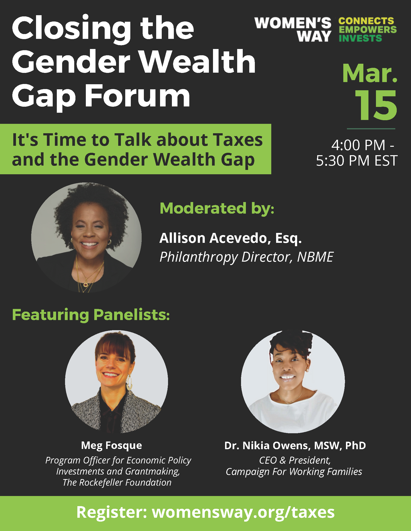 Closing the Gender Wealth Gap Forum: It’s Time to Talk about Taxes and the Gender Wealth Gap