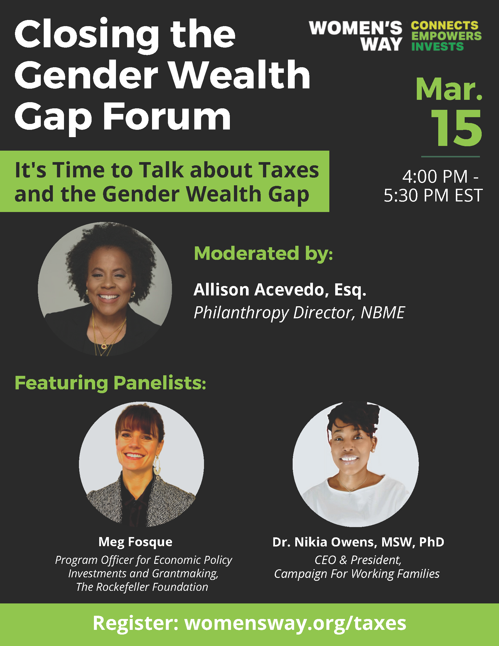 Closing the Gender Wealth Gap Forum: It’s Time to Talk about Taxes and ...